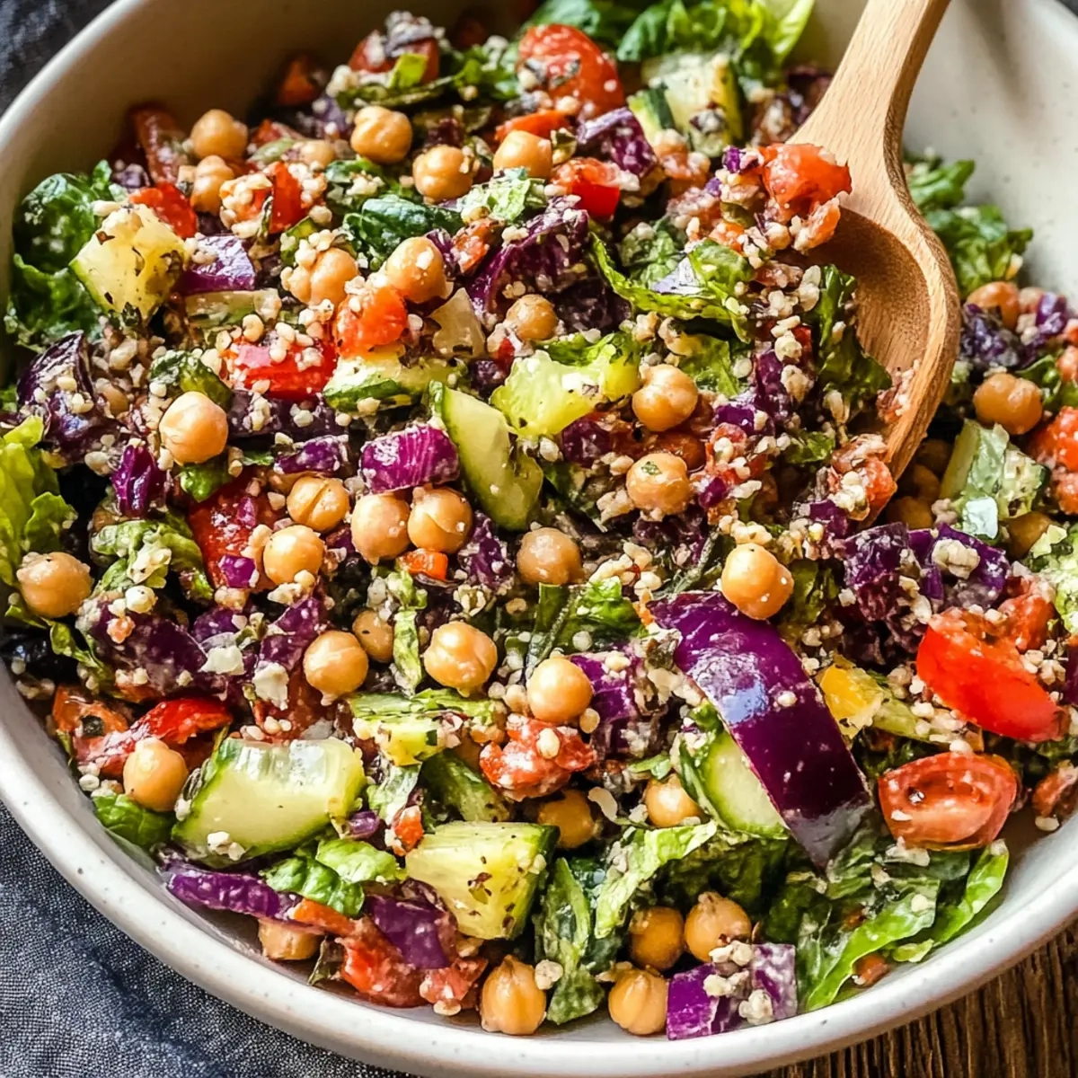 Pizza Night Salad Recipe with Chickpeas and Veggies