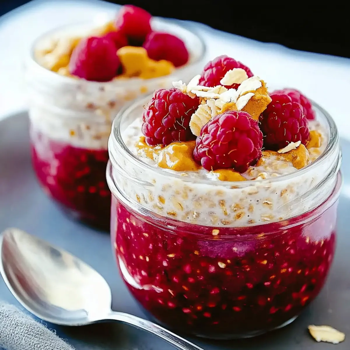 Peanut Butter and Raspberry Overnight Oats