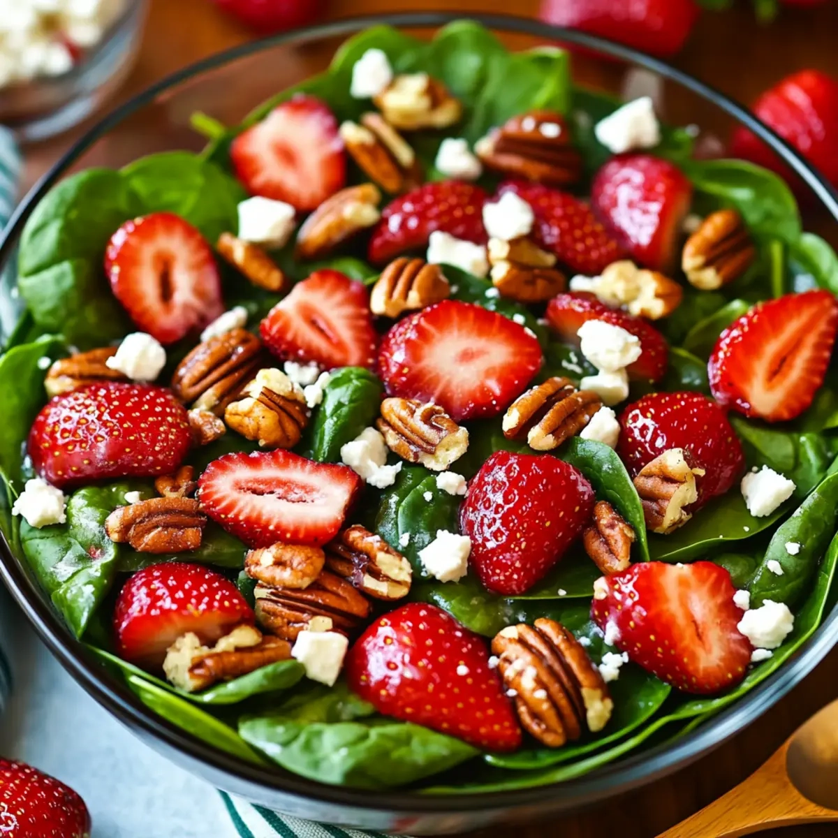 Spinach Strawberry Salad with Pecans and Feta