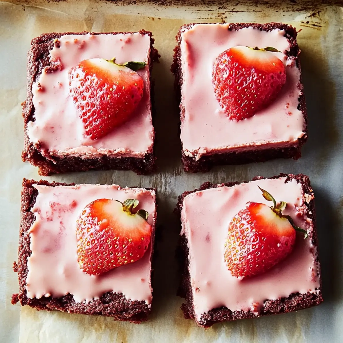 Strawberry Brownies with White Chocolate Ganache