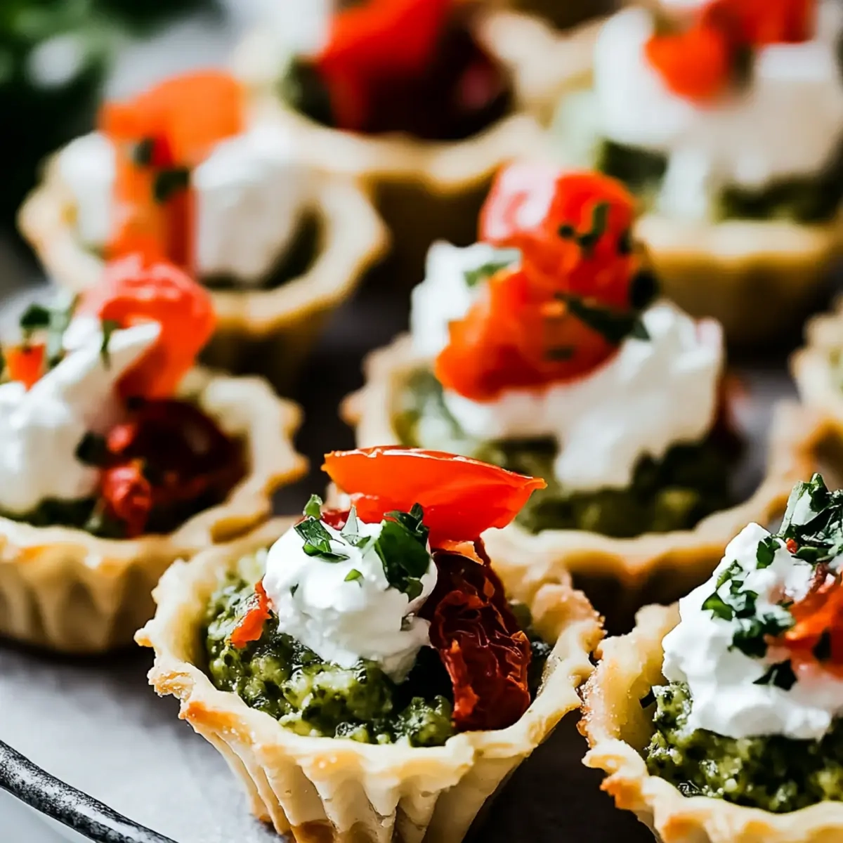 Christmas Appetizer Bites with Pesto and Sundried Tomatoes