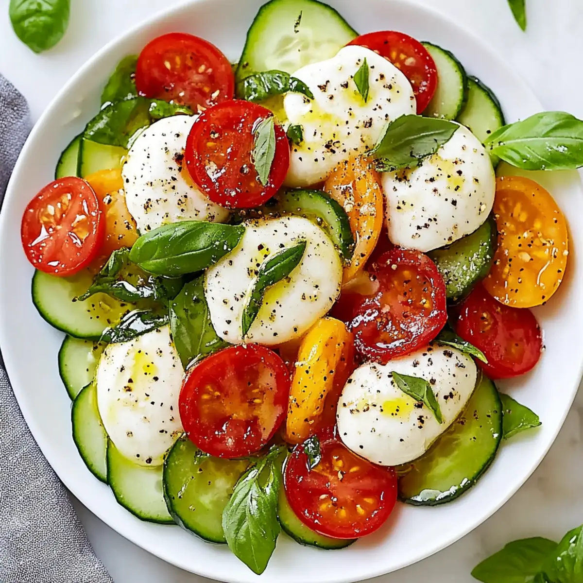 Easy Cucumber Caprese Salad