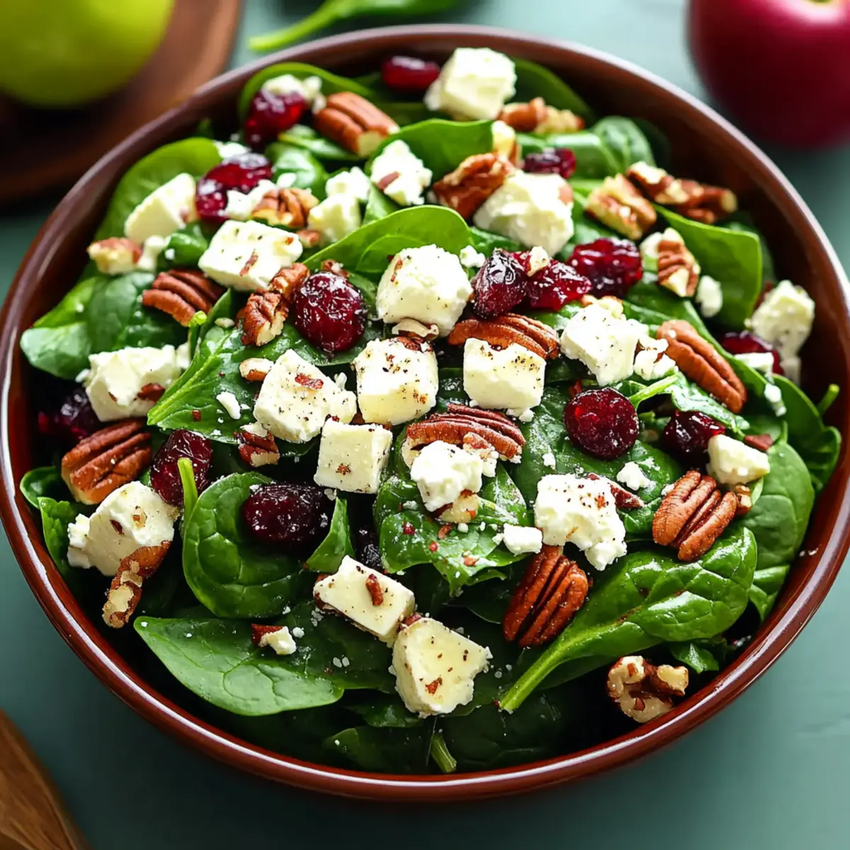 Cranberry Pecan Spinach Salad with Feta and Apples