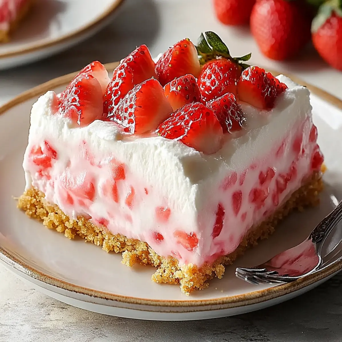 Strawberry Custard Cake with Graham Cracker Crust