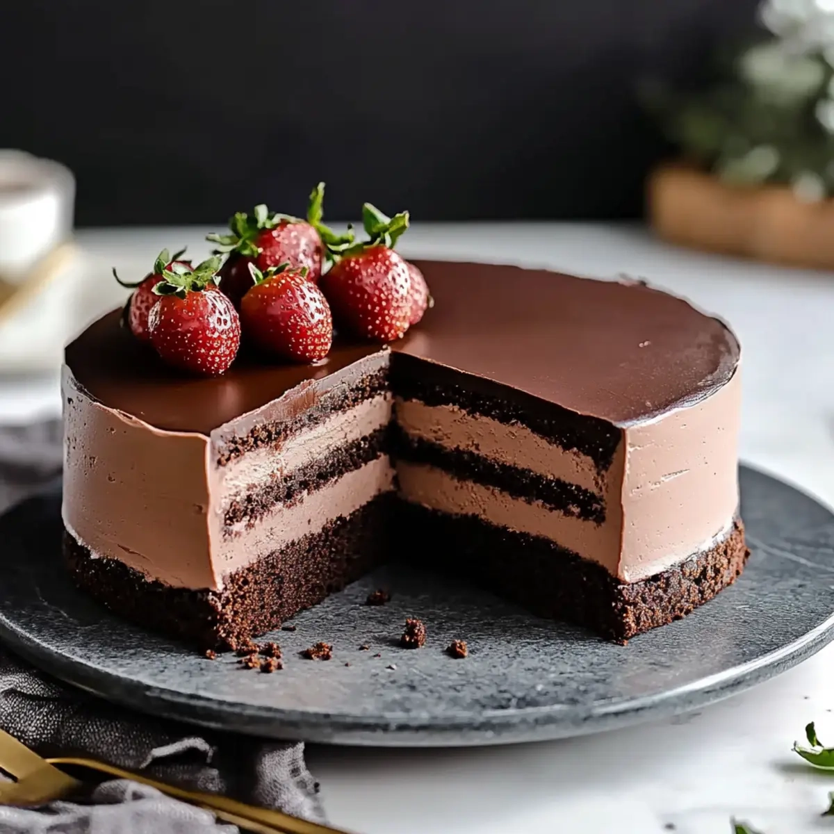 Triple-Layer Chocolate Mousse Cake