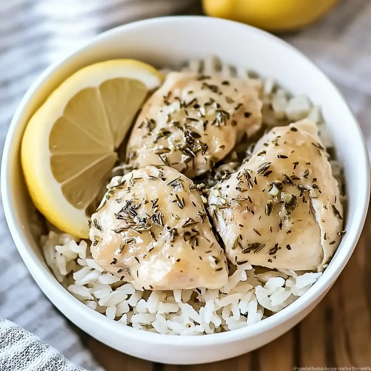 Slow Cooker Lemon Herb Chicken and Rice