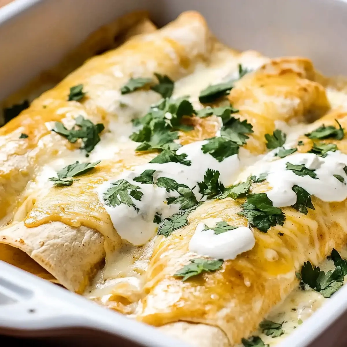 Chicken Enchiladas with Sour Cream White Sauce