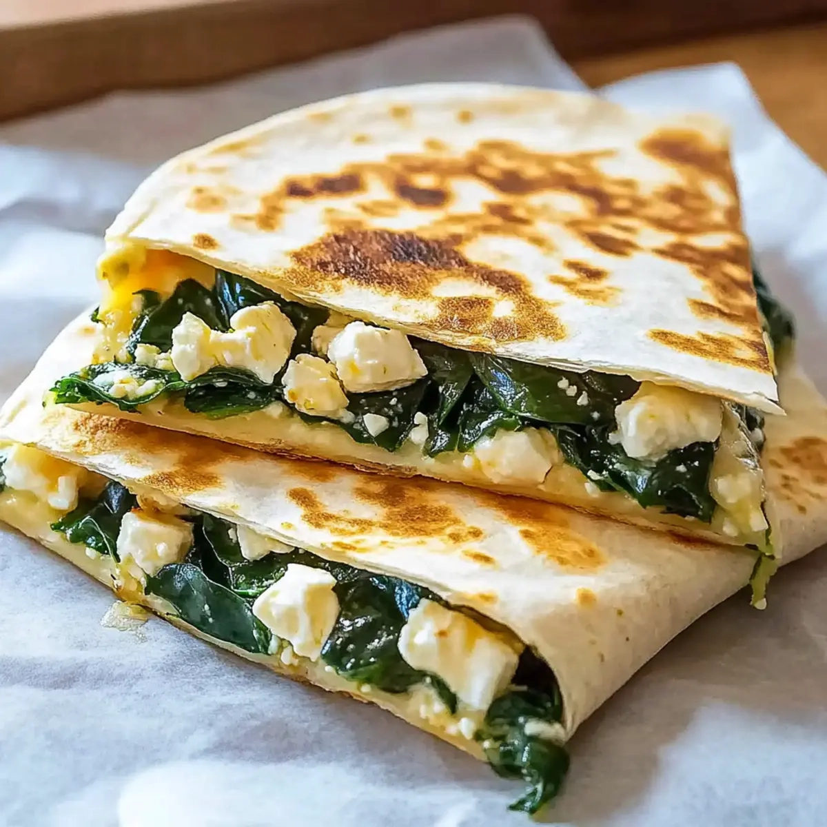 Spinach and Feta Breakfast Quesadilla