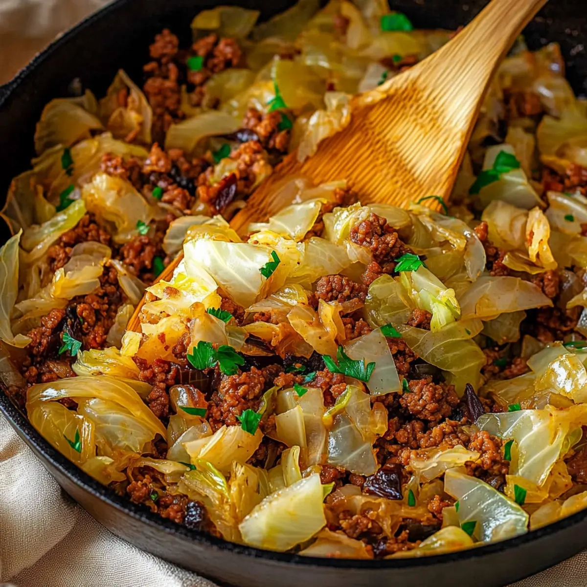 Ground Beef and Chopped Cabbage Skillet Meal