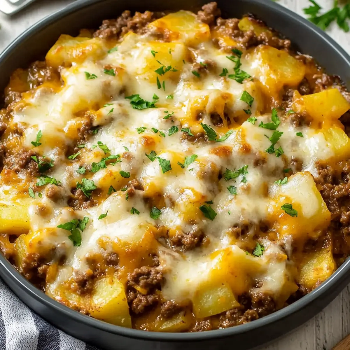 Cheesy Ground Beef and Potato Casserole