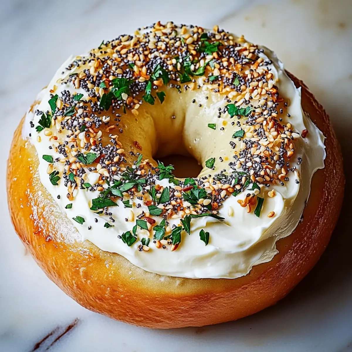 New York-Style Bagels with Cream Cheese and Toppings