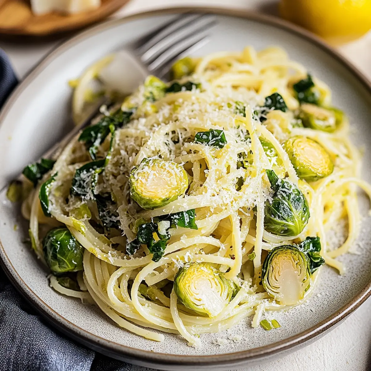 Lemon Parmesan Brussels Sprout Pasta