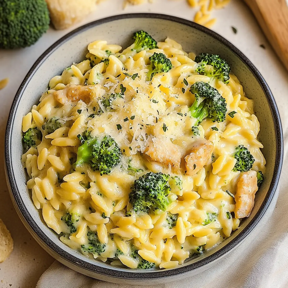 Creamy One Pot Broccoli Cheddar Orzo
