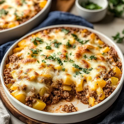 Cheesy Ground Beef and Potato Casserole