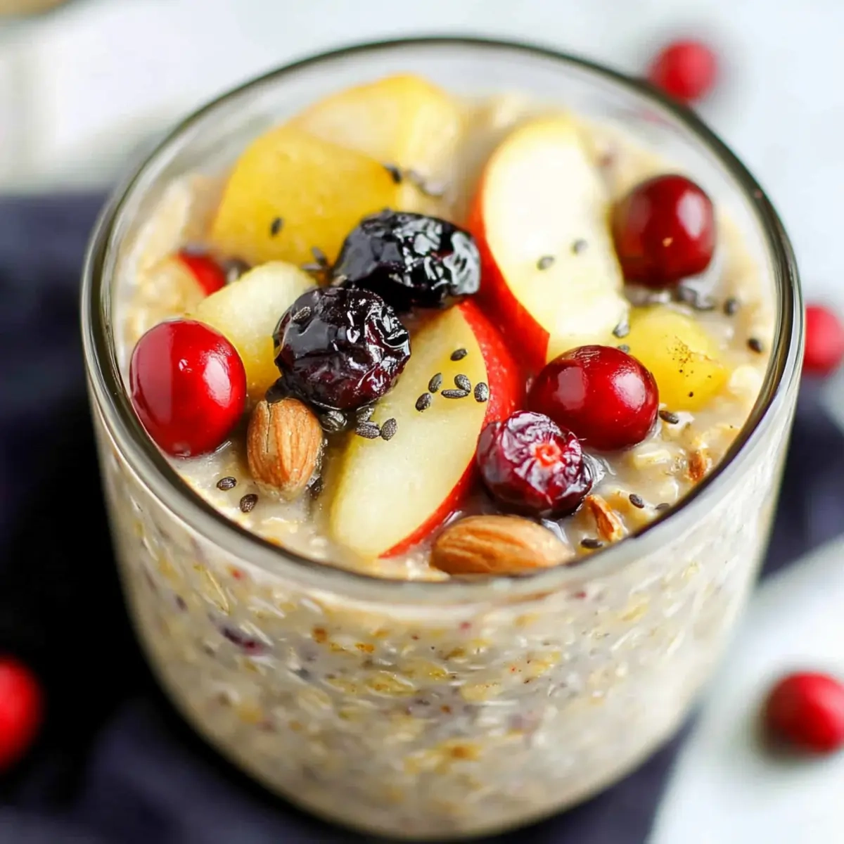 Dairy-Free Overnight Oats with Apples and Cranberries