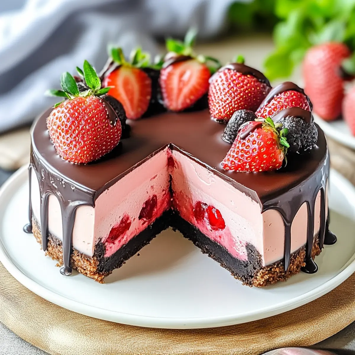 Chocolate Covered Strawberry Cheesecake