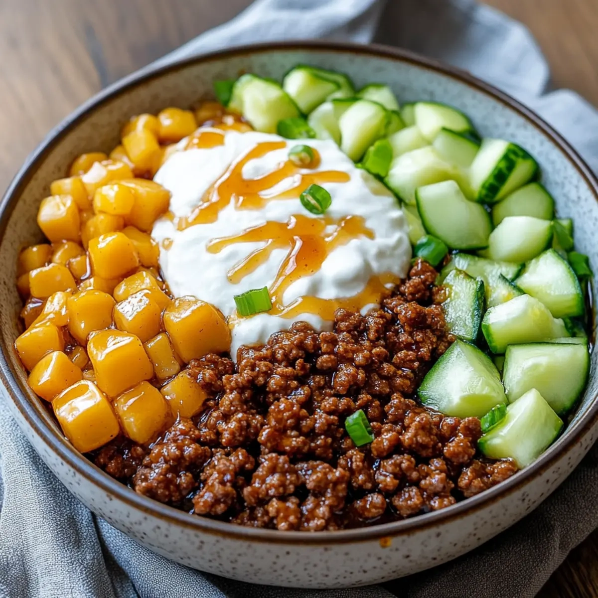 Hot Honey Ground Beef Bowl